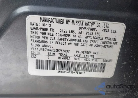 2013 Infiniti G37X from USA, damaged, VIN JN1CV6AR3DM755837
